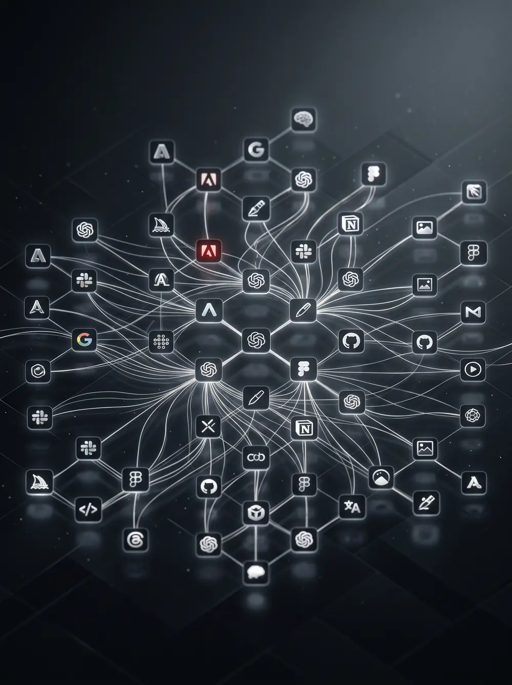 Visualisation of an AI knowledge graph linking concepts