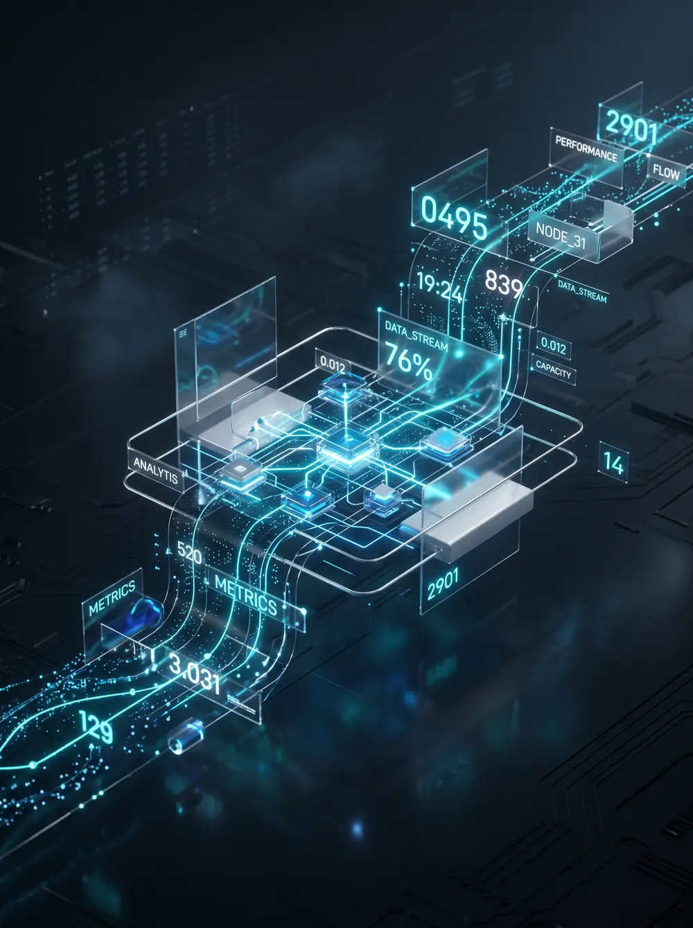 Holographic visualisation of layered data dashboards