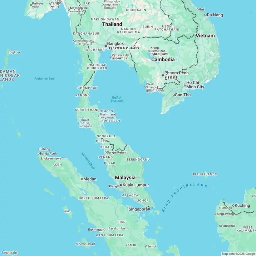 Map showing Singapore and the Southeast Asia region