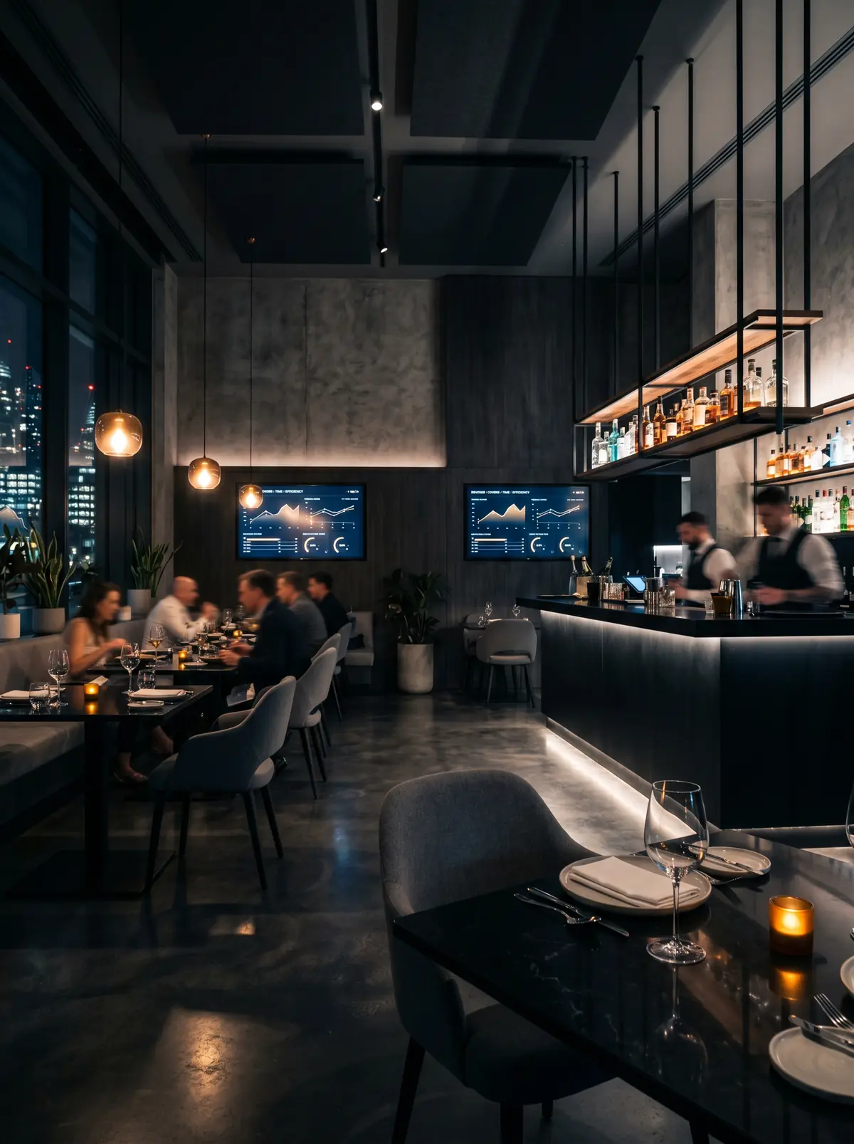 Modern hotel lounge and bar interior representing OMMU's hospitality focus